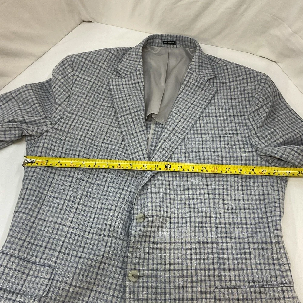 Joseph Abboud JOE Just One Earth Mens Blazer 46R-Extra Buttons Grey Plaid Blazer